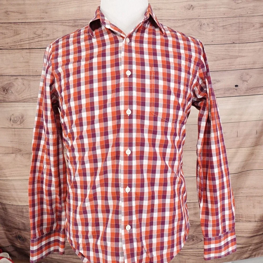 BANANA REPUBLIC LONG SLEEVE 100% COTTON CHECK BUTTON DOWN SHIRT MENS SZ‎ M